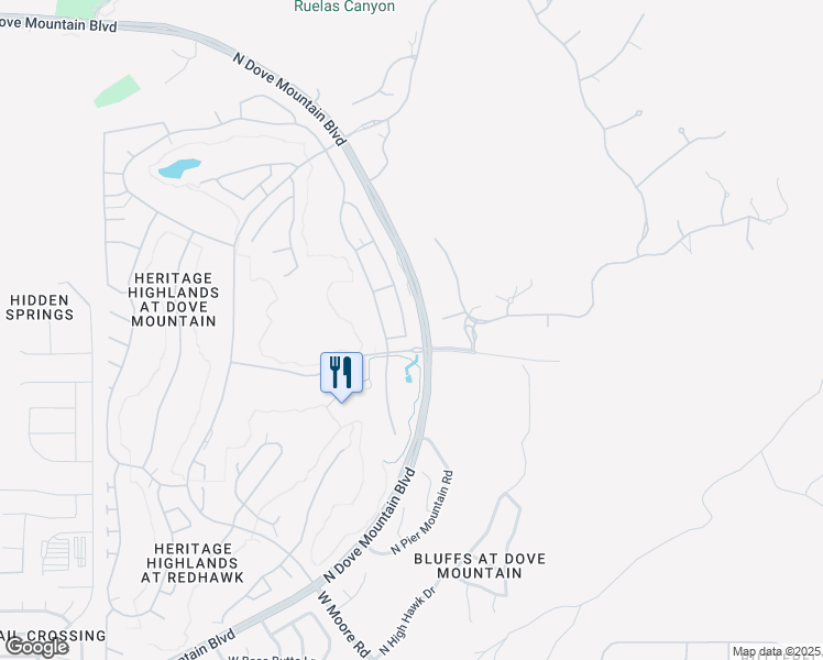 map of restaurants, bars, coffee shops, grocery stores, and more near 13435 North Dove Mountain Boulevard in Marana