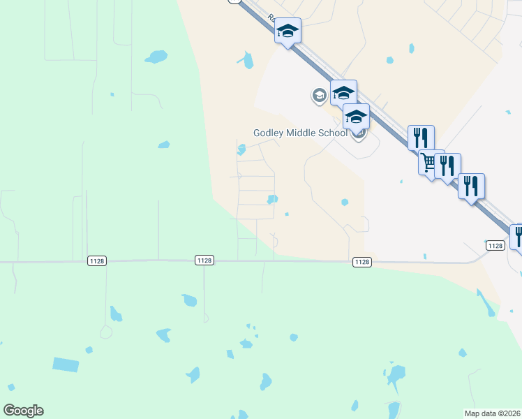 map of restaurants, bars, coffee shops, grocery stores, and more near 8220 Tomcat Trail in Godley