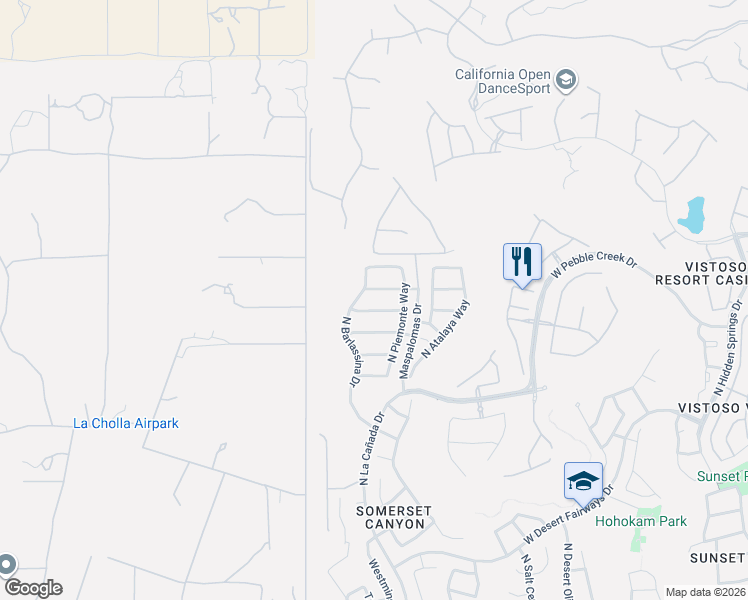 map of restaurants, bars, coffee shops, grocery stores, and more near 1266 West Vinovo Pass in Oro Valley