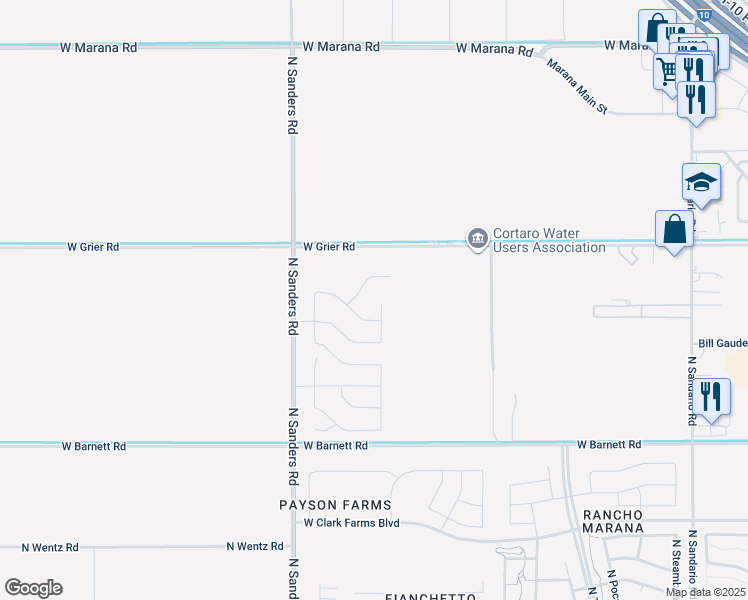 map of restaurants, bars, coffee shops, grocery stores, and more near 13543 North Nicholas Court in Marana