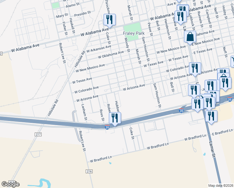 map of restaurants, bars, coffee shops, grocery stores, and more near 1609 Hubbard Street in Sweetwater
