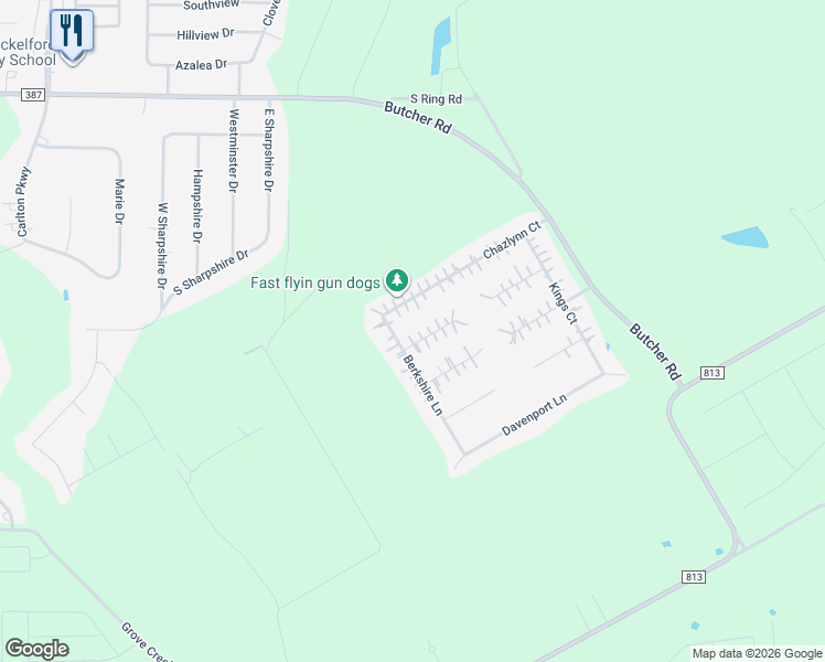 map of restaurants, bars, coffee shops, grocery stores, and more near 101 Courtney Circle in Waxahachie