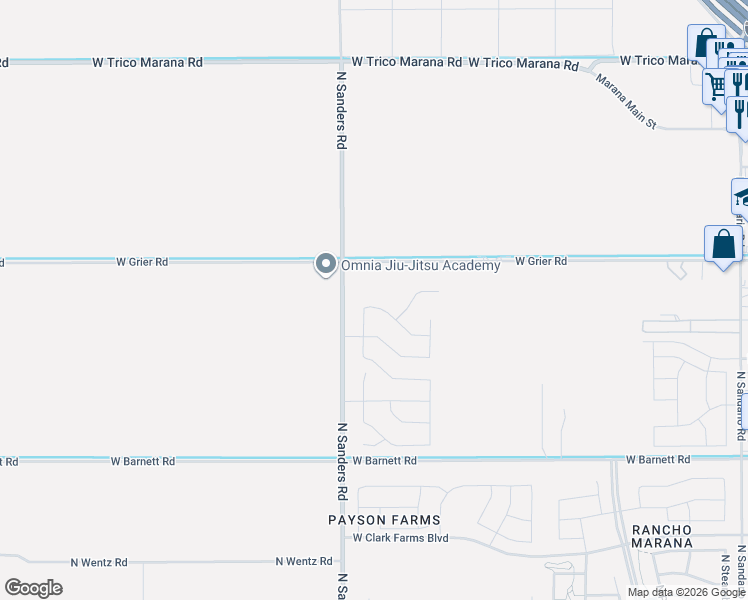 map of restaurants, bars, coffee shops, grocery stores, and more near 12568 Nicholas Drive in Marana