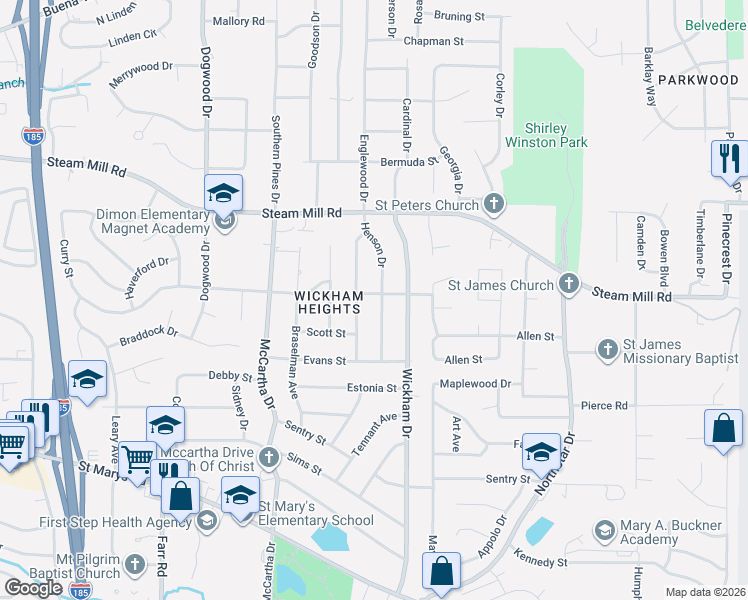 map of restaurants, bars, coffee shops, grocery stores, and more near 408 Victoria Drive in Columbus
