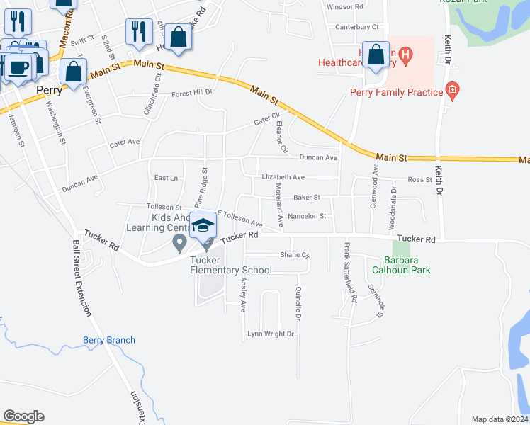 map of restaurants, bars, coffee shops, grocery stores, and more near 722 Bond Street in Perry