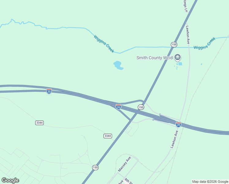 map of restaurants, bars, coffee shops, grocery stores, and more near Interstate 20 in Tyler