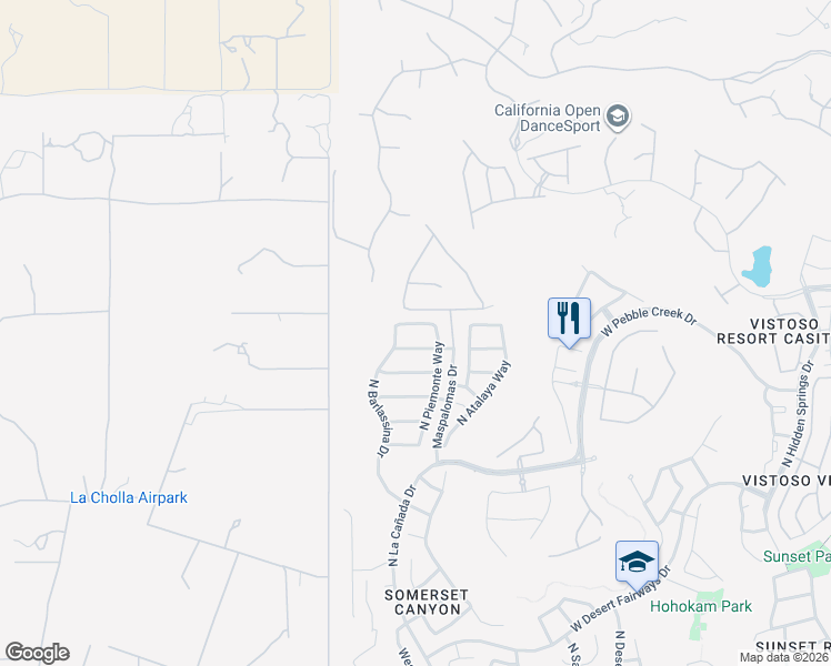 map of restaurants, bars, coffee shops, grocery stores, and more near 1268 West Versilia Drive in Oro Valley