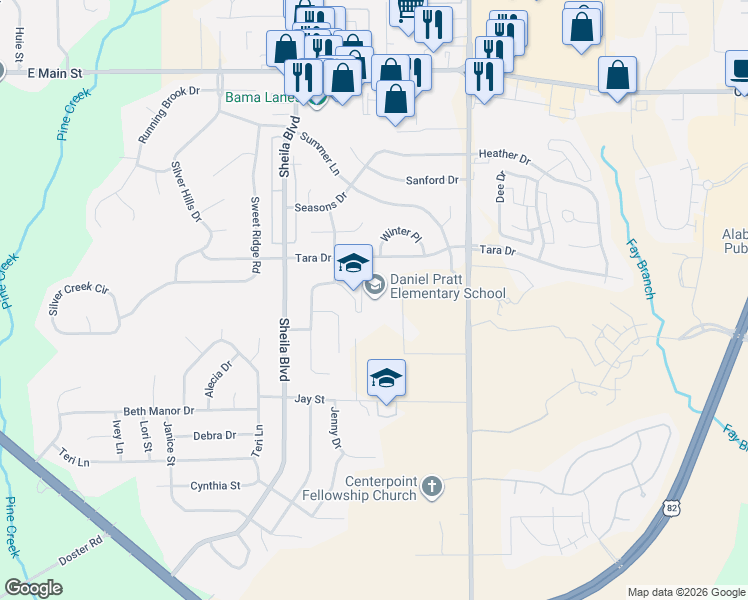 map of restaurants, bars, coffee shops, grocery stores, and more near 599 Harvest Loop in Prattville