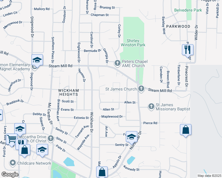 map of restaurants, bars, coffee shops, grocery stores, and more near 413 Ocean Avenue in Columbus