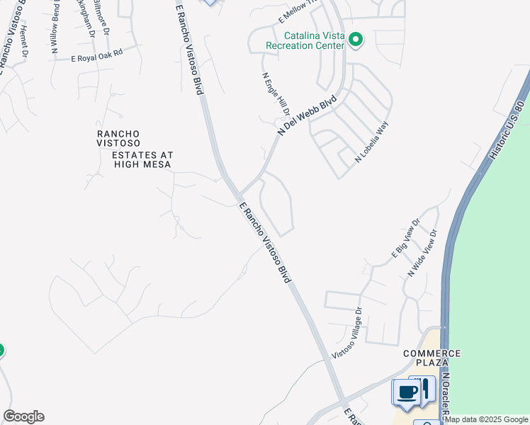 map of restaurants, bars, coffee shops, grocery stores, and more near 13624 North Tom Ryans Way in Oro Valley