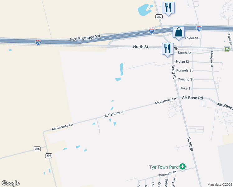 map of restaurants, bars, coffee shops, grocery stores, and more near 542 McCartney Lane in Tye