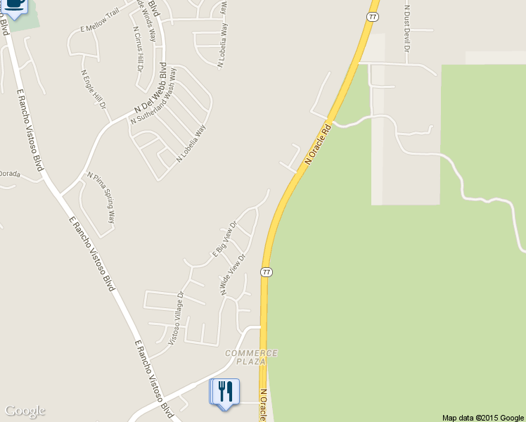 map of restaurants, bars, coffee shops, grocery stores, and more near 13584 North Wide View Drive in Oro Valley