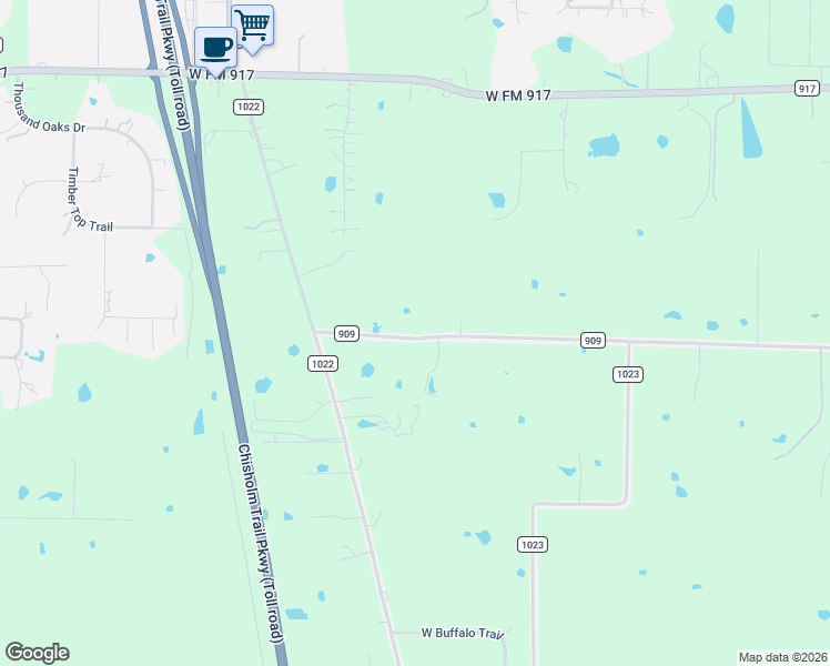 map of restaurants, bars, coffee shops, grocery stores, and more near 1620 County Road 909 in Joshua