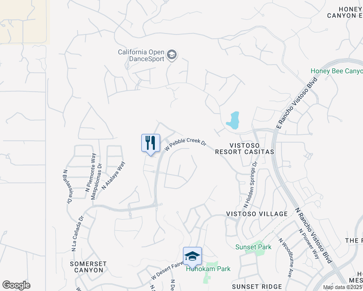 map of restaurants, bars, coffee shops, grocery stores, and more near 13527 Trailing Indigo Court in Tucson