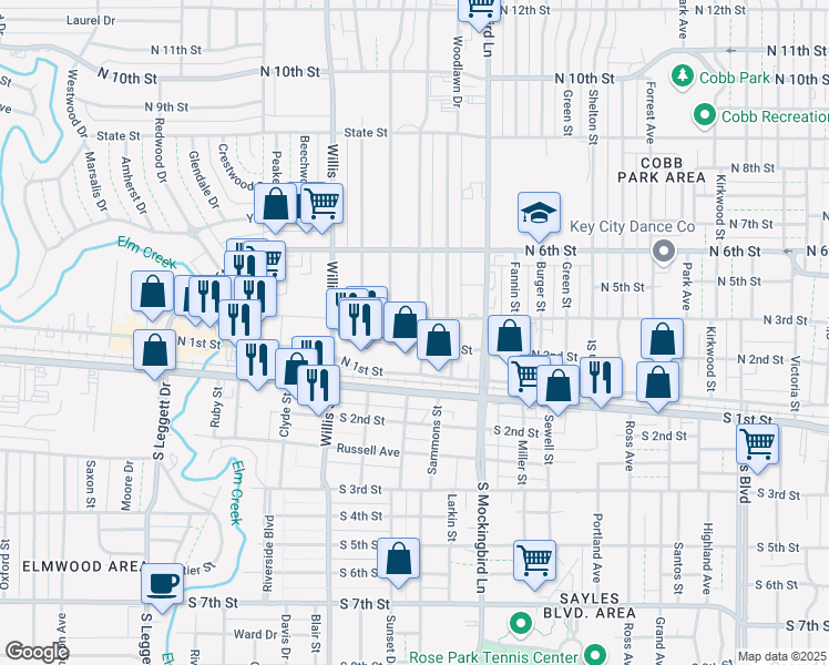 map of restaurants, bars, coffee shops, grocery stores, and more near 3201 North 3rd Street in Abilene