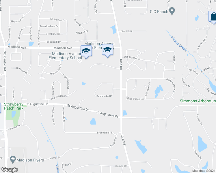 map of restaurants, bars, coffee shops, grocery stores, and more near 6 Eastbrooke Circle in Madison