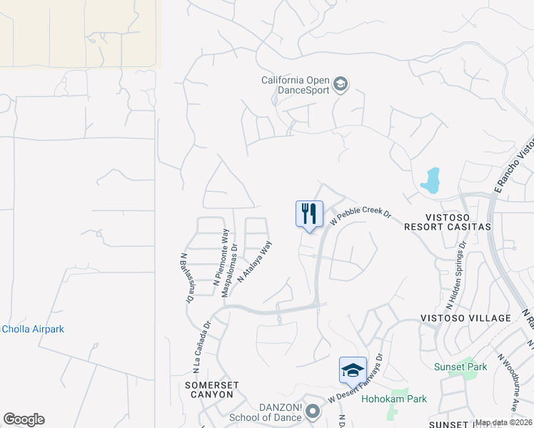 map of restaurants, bars, coffee shops, grocery stores, and more near 1088 West Versilia Drive in Tucson