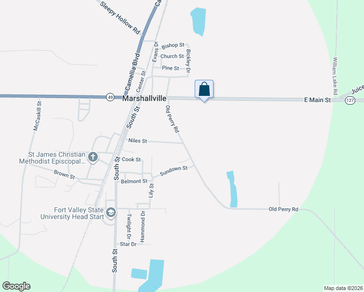 map of restaurants, bars, coffee shops, grocery stores, and more near 201 Old Perry Road in Marshallville