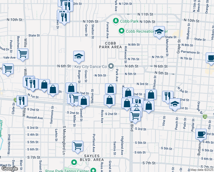 map of restaurants, bars, coffee shops, grocery stores, and more near 2401 North 3rd Street in Abilene