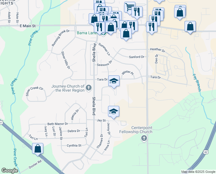 map of restaurants, bars, coffee shops, grocery stores, and more near 420 Harvest Loop in Prattville