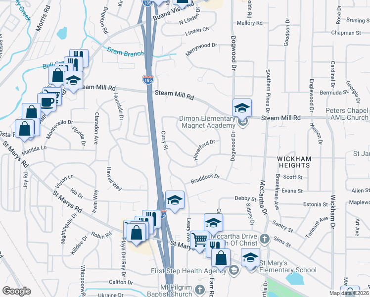 map of restaurants, bars, coffee shops, grocery stores, and more near 517 Haverford Drive in Columbus
