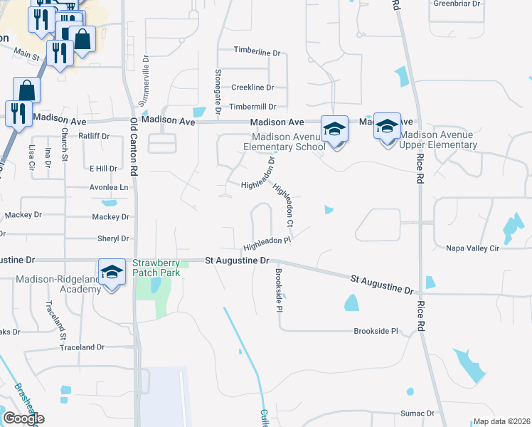 map of restaurants, bars, coffee shops, grocery stores, and more near 117 Sonnett Circle in Madison