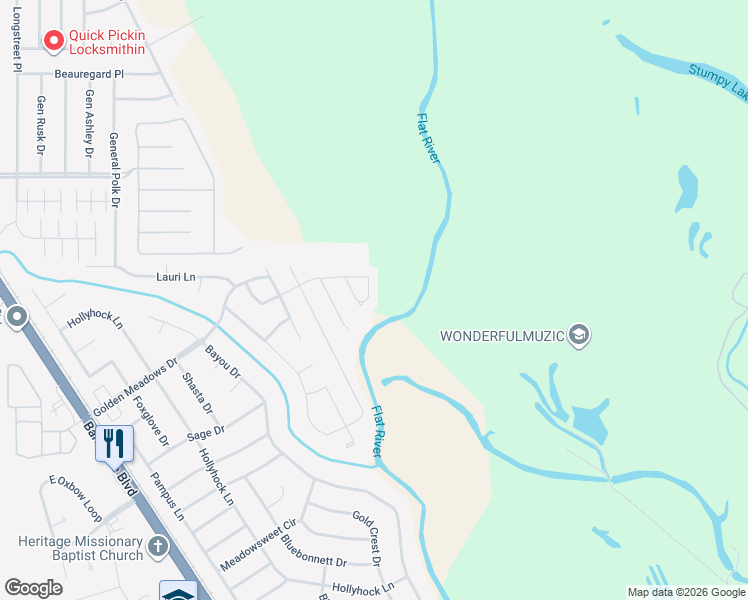 map of restaurants, bars, coffee shops, grocery stores, and more near 3057 Grace Harper Drive in Bossier City