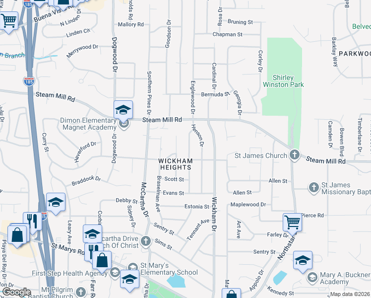 map of restaurants, bars, coffee shops, grocery stores, and more near 408 Victoria Drive in Columbus