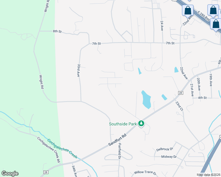 map of restaurants, bars, coffee shops, grocery stores, and more near 410 26th Court in Phenix City