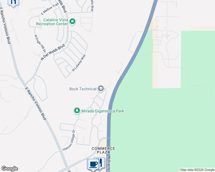 map of restaurants, bars, coffee shops, grocery stores, and more near 13584 North Wide View Drive in Oro Valley