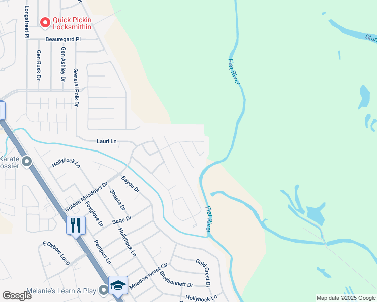 map of restaurants, bars, coffee shops, grocery stores, and more near 2121 Kayden Jay Drive in Bossier City