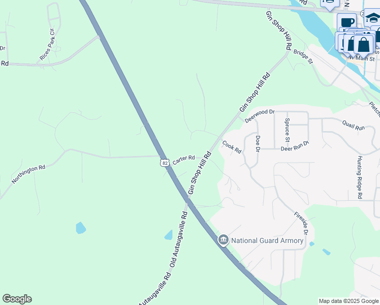 map of restaurants, bars, coffee shops, grocery stores, and more near 801 Carter Rd in Prattville