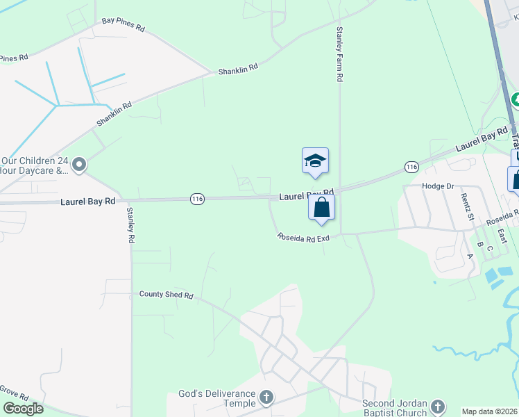 map of restaurants, bars, coffee shops, grocery stores, and more near 130 Laurel Bay Road in Beaufort