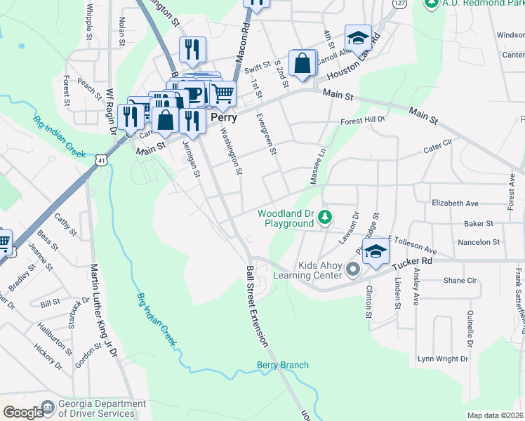 map of restaurants, bars, coffee shops, grocery stores, and more near 1015 Duncan Avenue in Perry