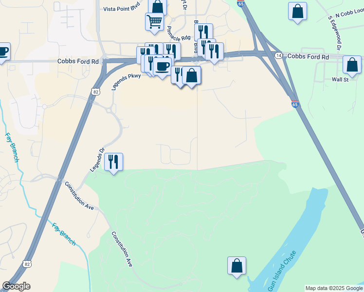 map of restaurants, bars, coffee shops, grocery stores, and more near 2407 Eastpointe Boulevard in Prattville