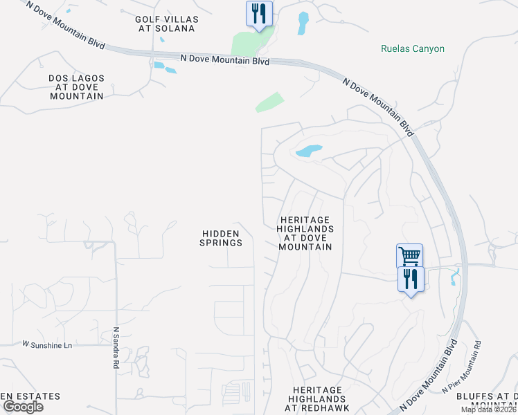 map of restaurants, bars, coffee shops, grocery stores, and more near 5359 West Christmas Cholla Street in Marana