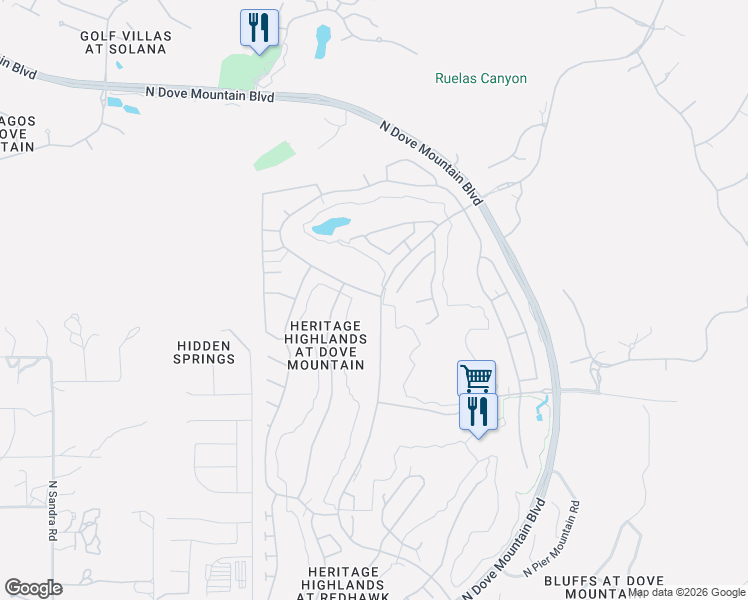 map of restaurants, bars, coffee shops, grocery stores, and more near 5151 West Arid Canyon Drive in Marana