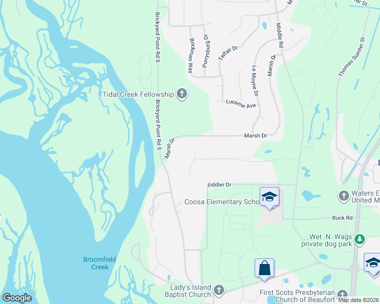 map of restaurants, bars, coffee shops, grocery stores, and more near 36 Sea Gull Drive in Beaufort