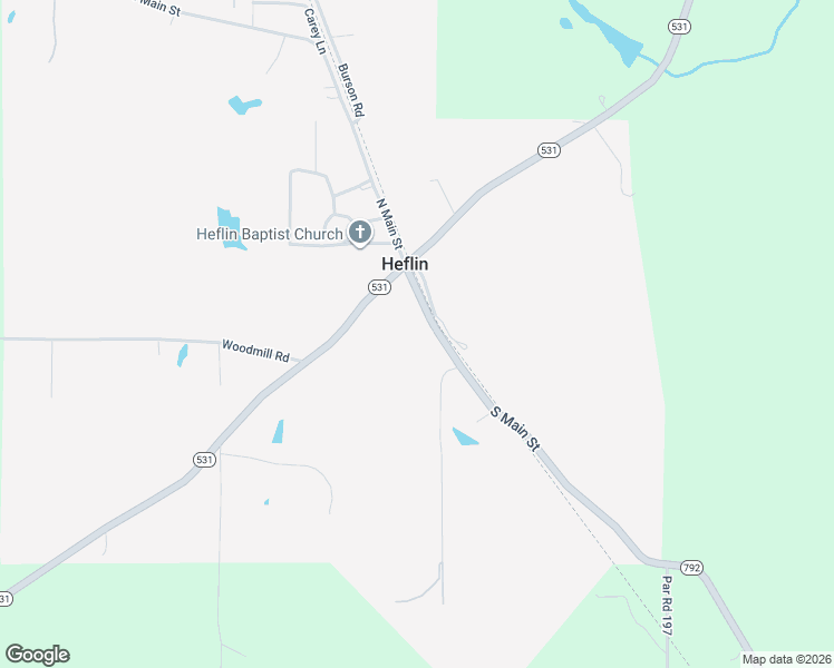 map of restaurants, bars, coffee shops, grocery stores, and more near 178 North Main Street in Heflin