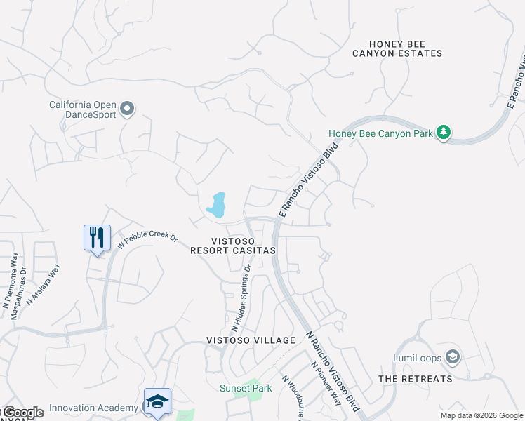 map of restaurants, bars, coffee shops, grocery stores, and more near 425 West Red Ribbon Lane in Oro Valley