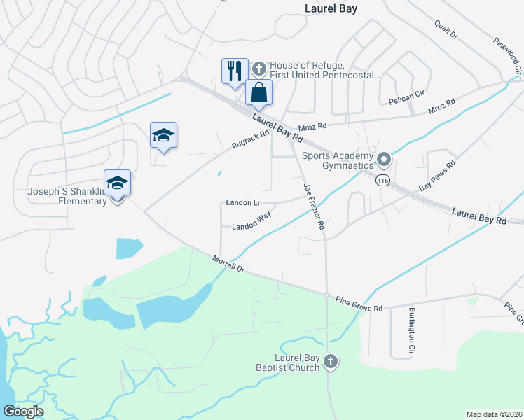 map of restaurants, bars, coffee shops, grocery stores, and more near 46 Landon Lane in Beaufort