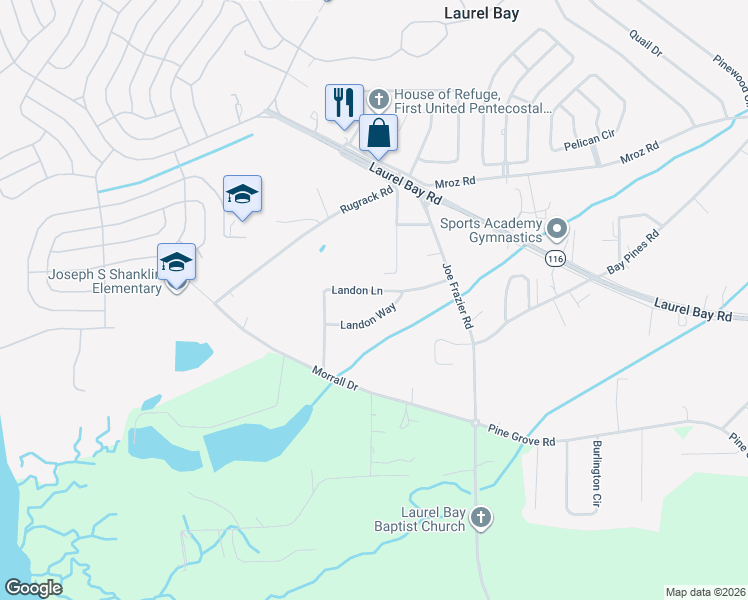 map of restaurants, bars, coffee shops, grocery stores, and more near 46 Landon Ln in Beaufort