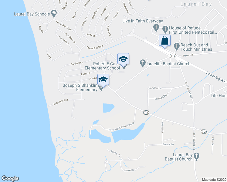 map of restaurants, bars, coffee shops, grocery stores, and more near 121 Morrall Drive in Beaufort
