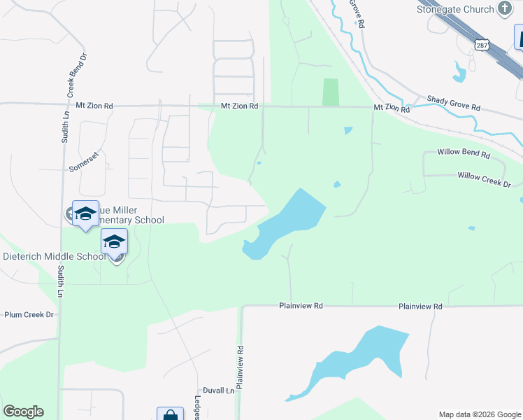 map of restaurants, bars, coffee shops, grocery stores, and more near 2844 Mount Zion Road in Midlothian