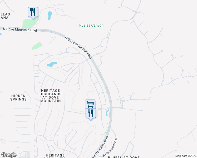 map of restaurants, bars, coffee shops, grocery stores, and more near 13650 North Holly Grape Drive in Marana