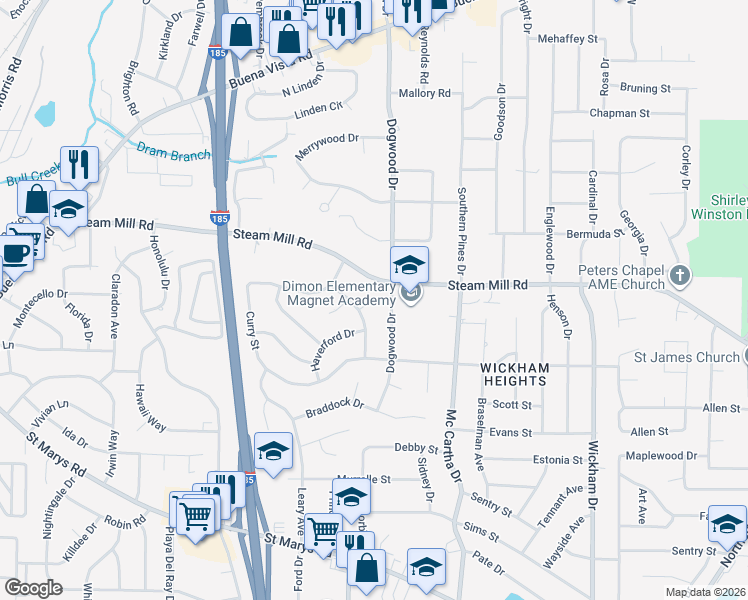 map of restaurants, bars, coffee shops, grocery stores, and more near 461 Dogwood Drive in Columbus