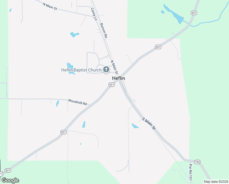 map of restaurants, bars, coffee shops, grocery stores, and more near 178 North Main Street in Heflin