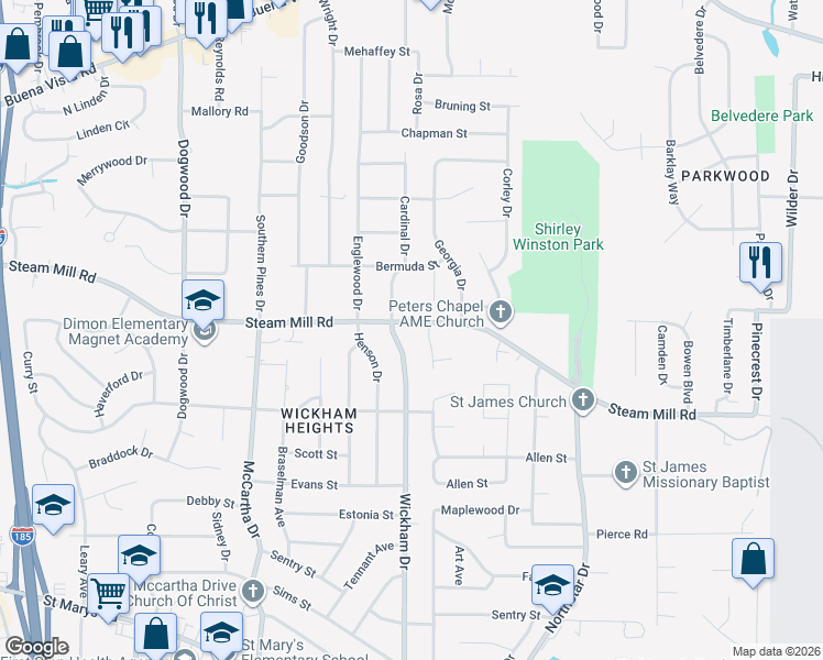 map of restaurants, bars, coffee shops, grocery stores, and more near 512 Cardinal Drive in Columbus