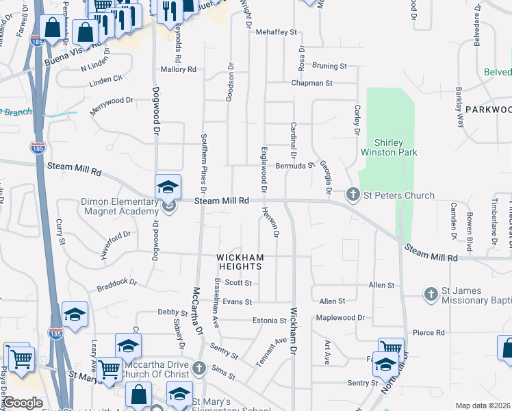 map of restaurants, bars, coffee shops, grocery stores, and more near 4483 Steam Mill Road in Columbus
