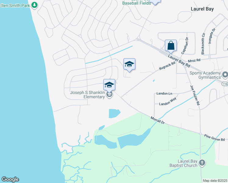map of restaurants, bars, coffee shops, grocery stores, and more near 121 Morrall Drive in Beaufort